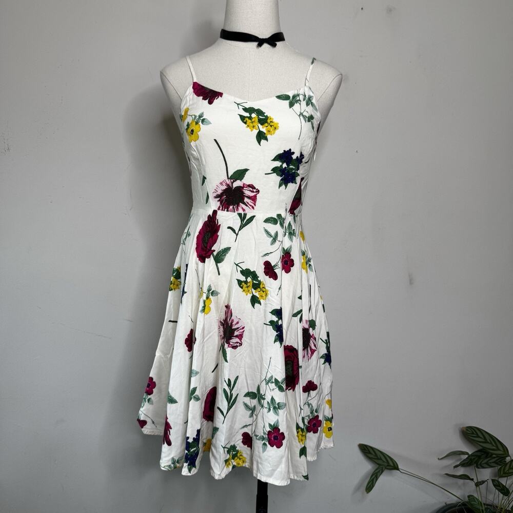 Vintage 90s Floral Smocked Babydoll Mini Skater Dress M